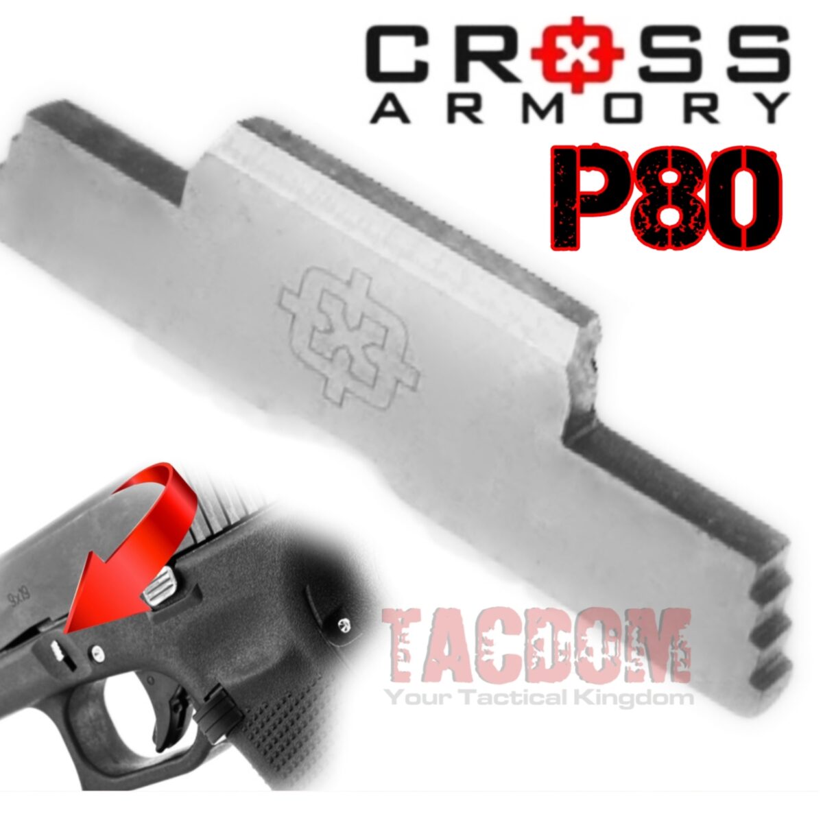 Cross Armory SILVER UPGRADE Performance Kit for Polymer80 P80 Extended Slide Lock Magazine Catch and 4 Pins - Image 4