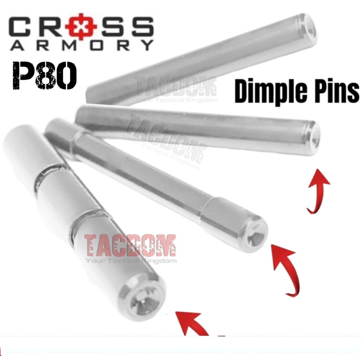 Cross Armory SILVER UPGRADE Performance Kit for Polymer80 P80 Extended Slide Lock Magazine Catch and 4 Pins - Image 5