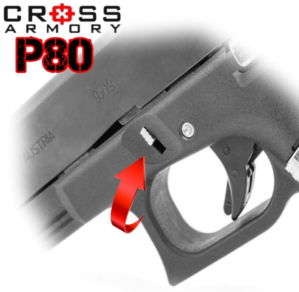 Cross Armory SILVER UPGRADE Performance Kit for Polymer80 P80 Extended Slide Lock Magazine Catch and 4 Pins - Image 7