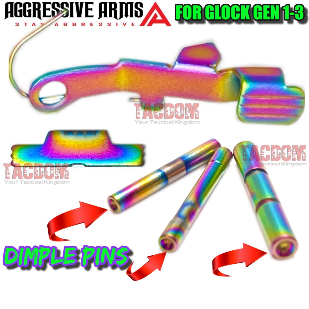 AGGRESSIVE ARMS RAINBOW PVD TRIGGER COMBO with LOWER PARTS KIT - Polished Bar - For Glock GEN 3 - 17 19 - P80 PF940C PF940V2 - Image 7