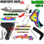 AGGRESSIVE ARMS RAINBOW PVD TRIGGER COMBO with LOWER PARTS KIT - Polished Bar - For Glock GEN 3 - 17 19 - P80 PF940C PF940V2