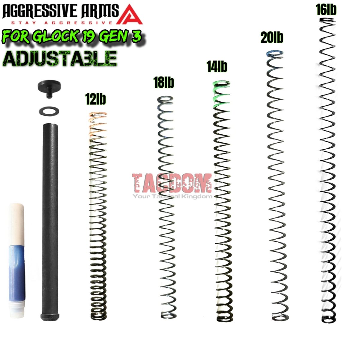AGGRESSIVE ARMS GLOCK 19 GEN 3 ADUSTABLE TUNEABLE GUIDE ROD KIT - FIX CYCLE ISSUES - Image 1