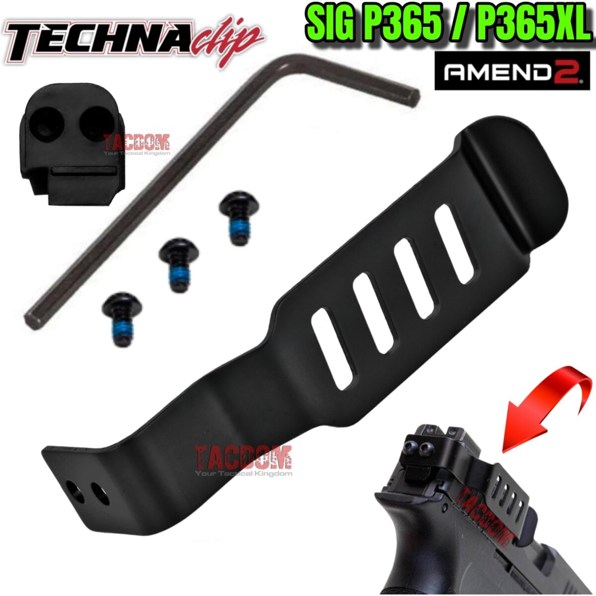 TECHNA CLIP BY AMEND 2 - FOR SIG SAUER P365 / P365XL - BLACK - QUICK DRAW CLIP NON HOLSTER OPTION - Image 1