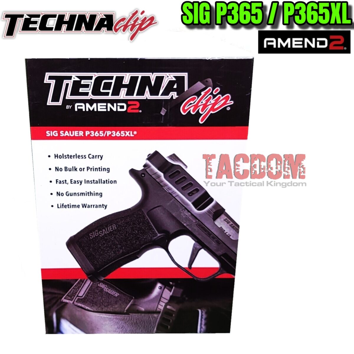 TECHNA CLIP BY AMEND 2 - FOR SIG SAUER P365 / P365XL - BLACK - QUICK DRAW CLIP NON HOLSTER OPTION - Image 4