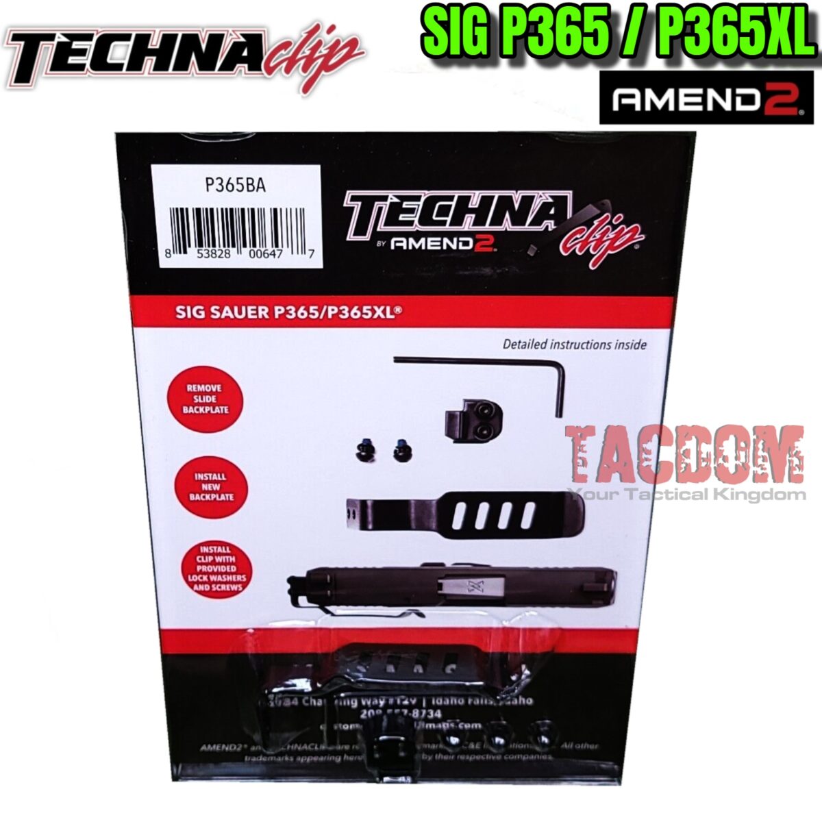 TECHNA CLIP BY AMEND 2 - FOR SIG SAUER P365 / P365XL - BLACK - QUICK DRAW CLIP NON HOLSTER OPTION - Image 5