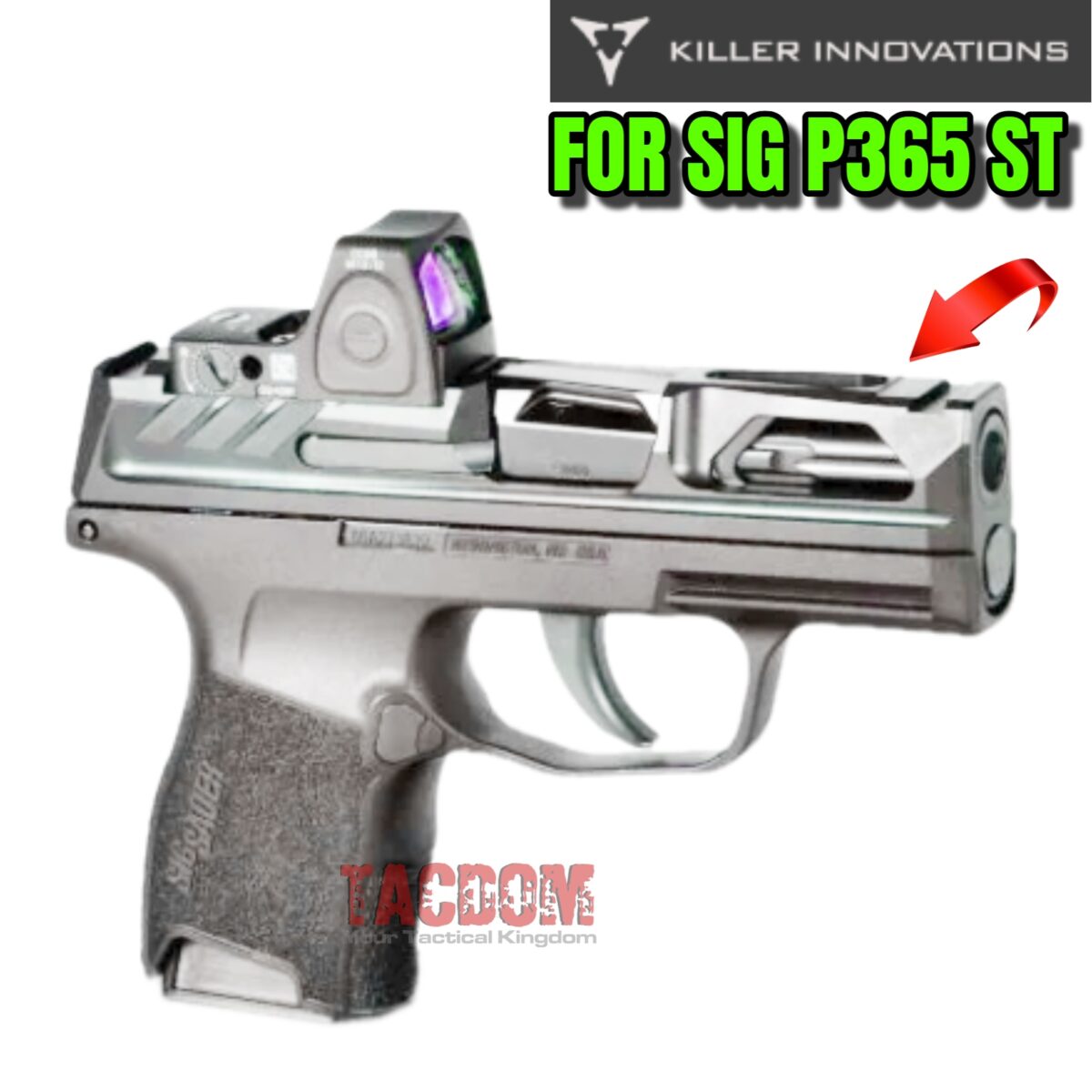 Killer Innovations Velocity Match Grade V1 Cut Slide for SIG P365 ST in MDC GRAY GREY 9mm RMR & RMSC READY - Image 2