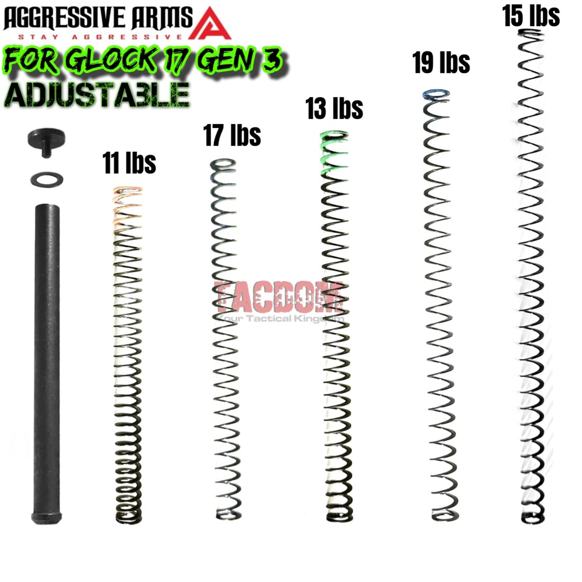 AGGRESSIVE ARMS GLOCK 17 GEN 3 ADUSTABLE TUNEABLE GUIDE ROD KIT - FIX CYCLE ISSUES - Image 1