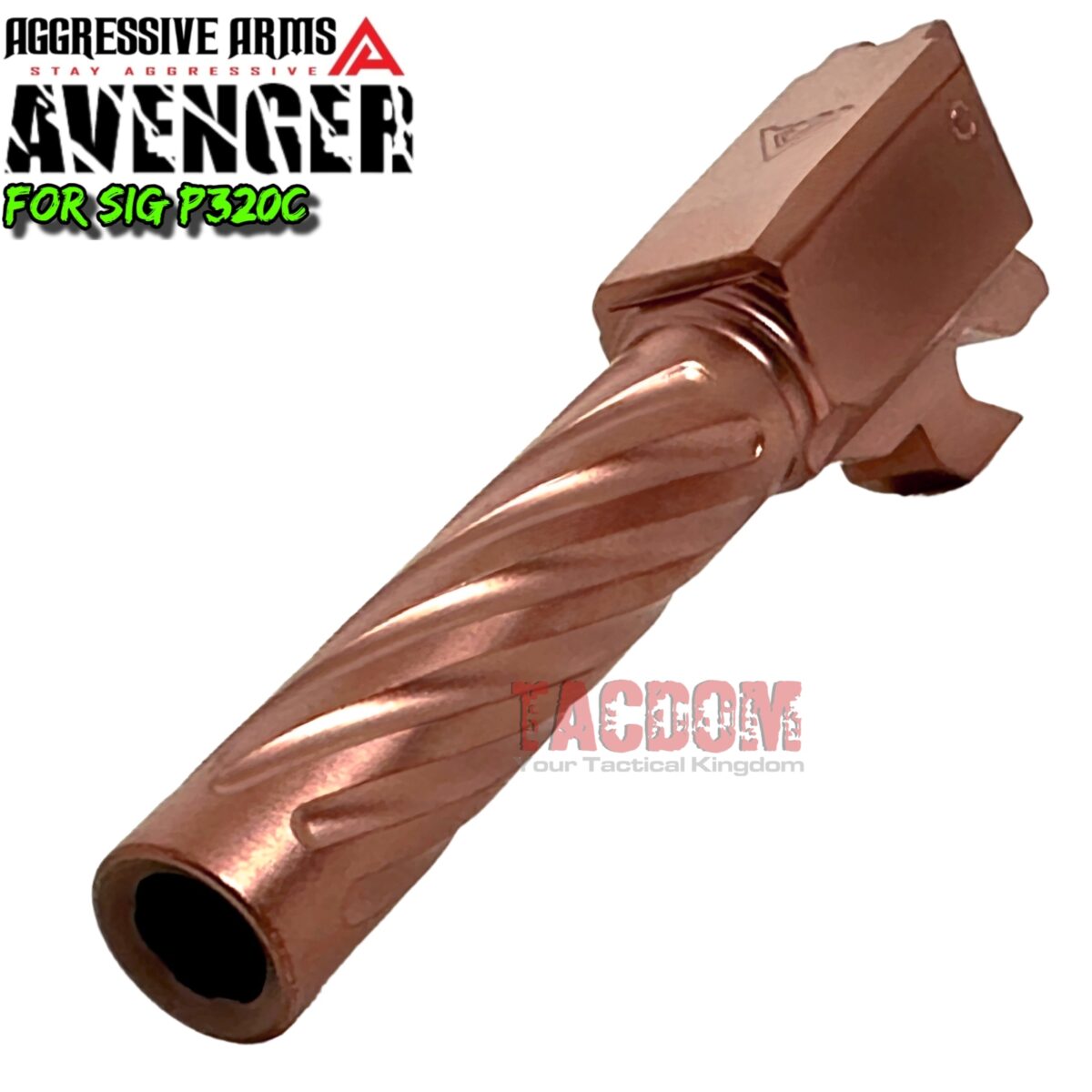 STEEL CITY ARSENAL TACDOM EXCLUSIVE "CUT FINS" P40 Warhawk BLACK Slide + AVENGER TWISTED COPPER BARREL for SIG P320C - RMR Cut - Image 4