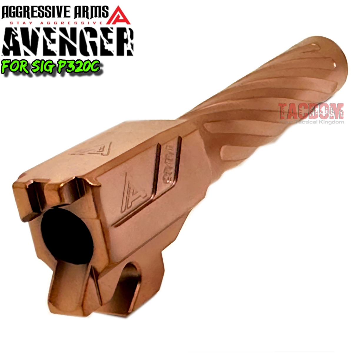 STEEL CITY ARSENAL TACDOM EXCLUSIVE "CUT FINS" P40 Warhawk BLACK Slide + AVENGER TWISTED COPPER BARREL for SIG P320C - RMR Cut - Image 6