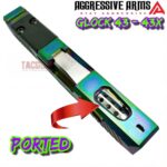 AGGRESSIVE ARMS USA Ported slide for GLOCK 43 / 43x - SATIN RAINBOW PVD Stainless Steel Slide - RMSC Optic pattern cut - Includes POLISHED PORTED FLUSH BARREL - Image 3