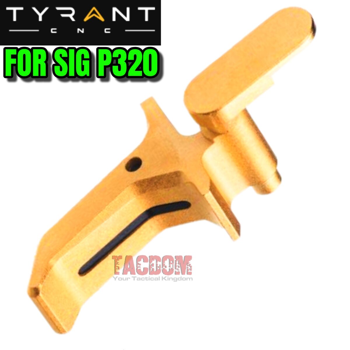 TYRANT DESIGNS CNC FLAT TRIGGER  For SIG SAUER P320 GOLD / BLACK - LESS TRAVEL - Image 3