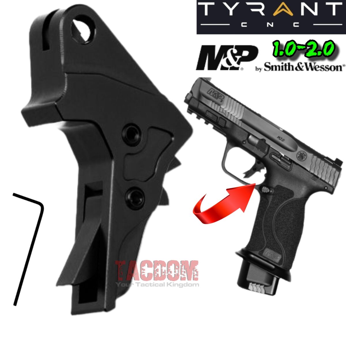 Tyrant Designs STEALTH BLACK Trigger Shoe for M&P S&W 1.0 / 2.0 CRISP BREAK RESET - Image 1
