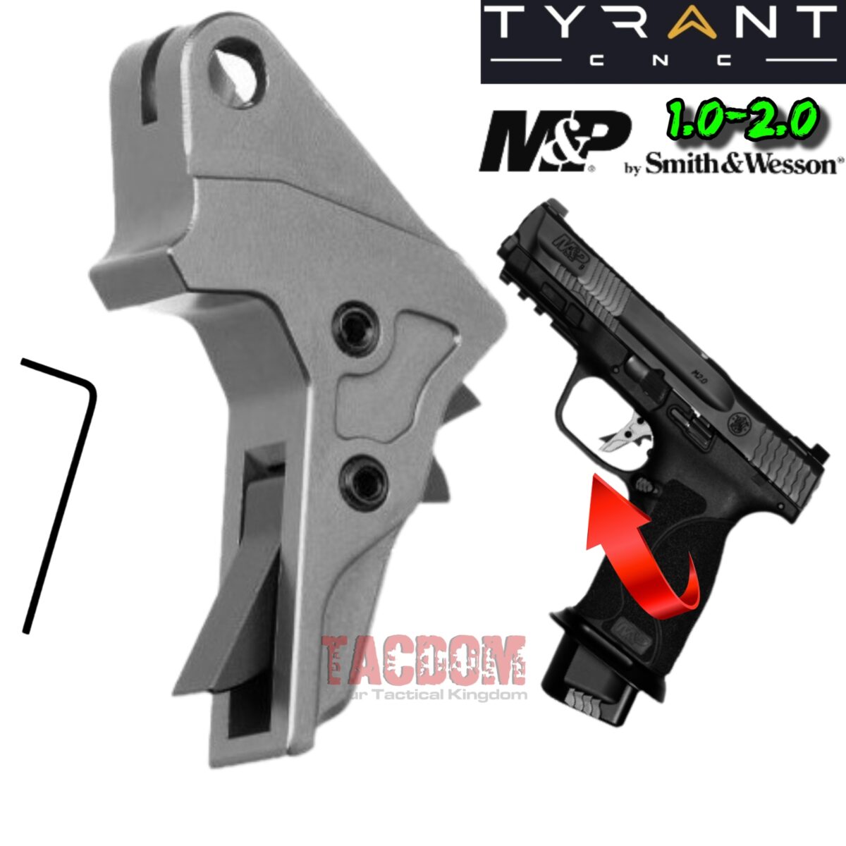 Tyrant Designs GREY BLACK Trigger Shoe for M&P S&W 1.0 / 2.0 CRISP BREAK RESET - Image 1