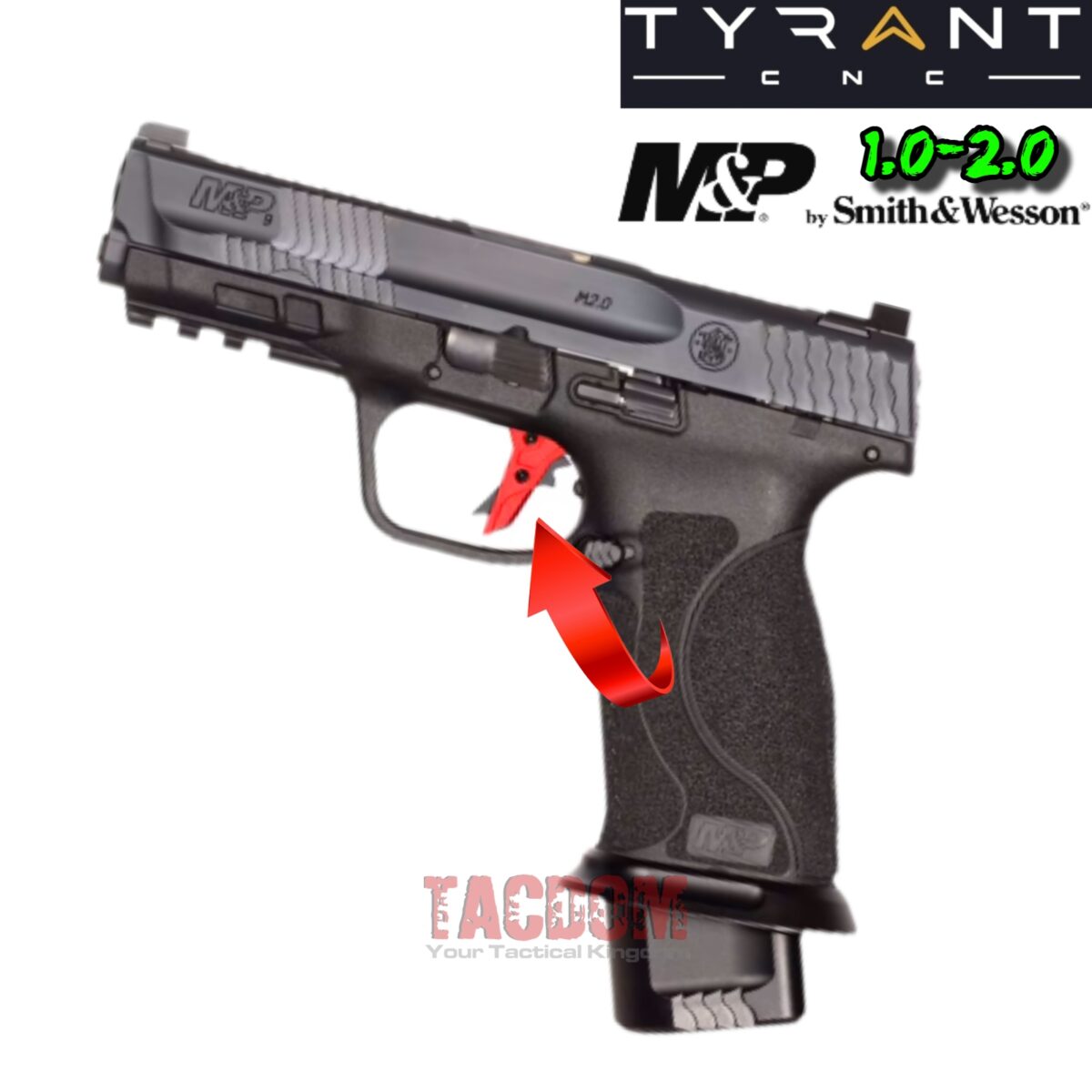 Tyrant Designs RED BLACK Trigger Shoe for M&P S&W 1.0 / 2.0 CRISP BREAK RESET - Image 2