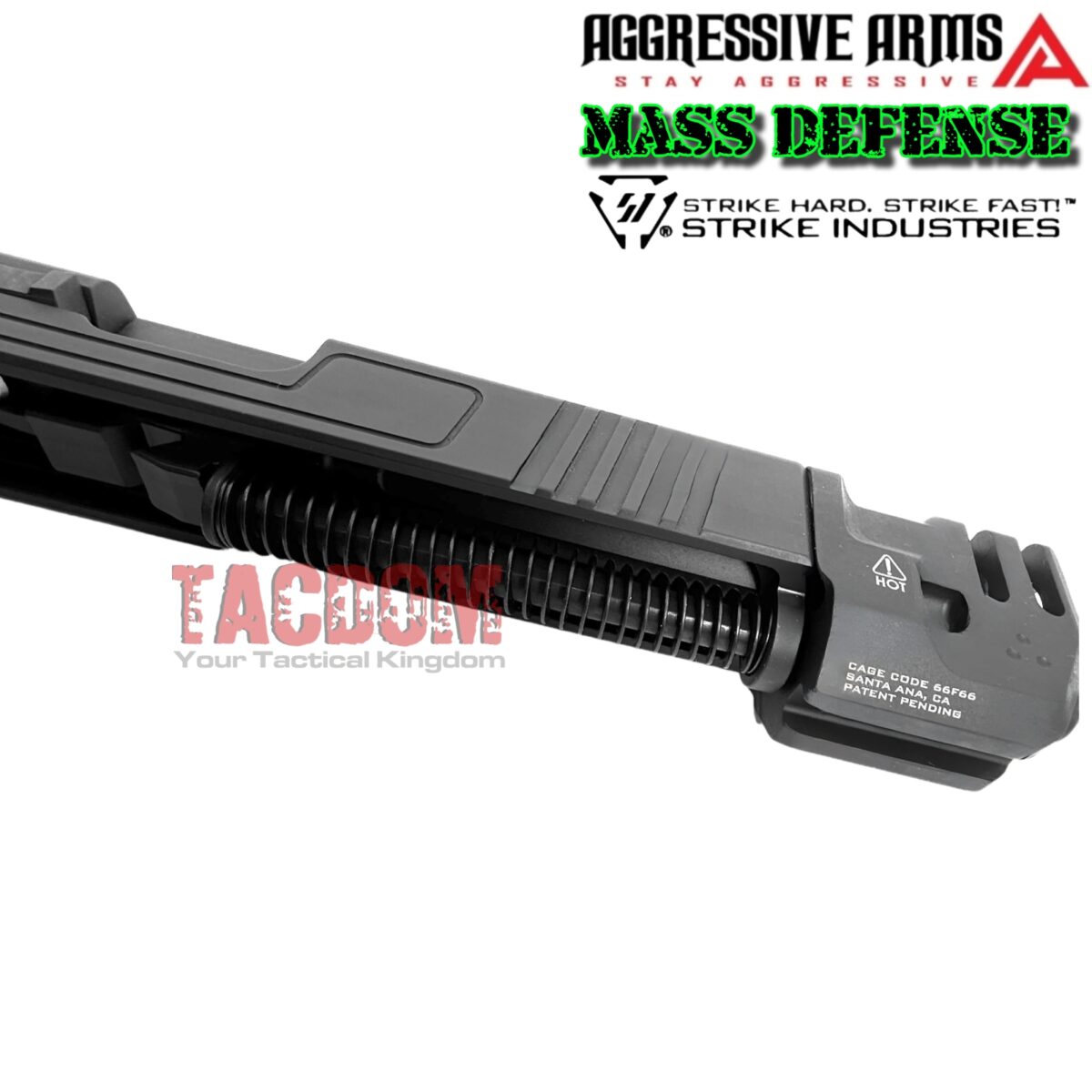 AGGRESSIVE ARMS COMPLETE SLIDE MASS DEFENSE For GLOCK 19 GEN 3 - FLUTED BARREL + UPPER PARTS +  SIGHTS + STRIKE INDUSTRIES MASS DRIVER - Image 7