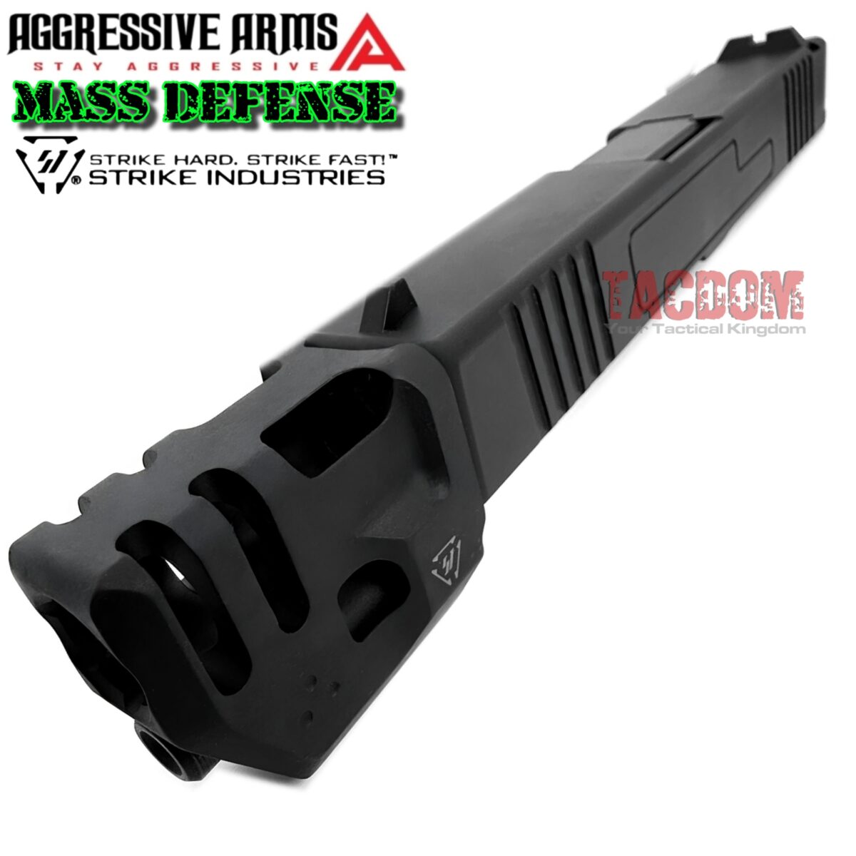 AGGRESSIVE ARMS COMPLETE SLIDE MASS DEFENSE For GLOCK 19 GEN 3 - FLUTED BARREL + UPPER PARTS +  SIGHTS + STRIKE INDUSTRIES MASS DRIVER - Image 6