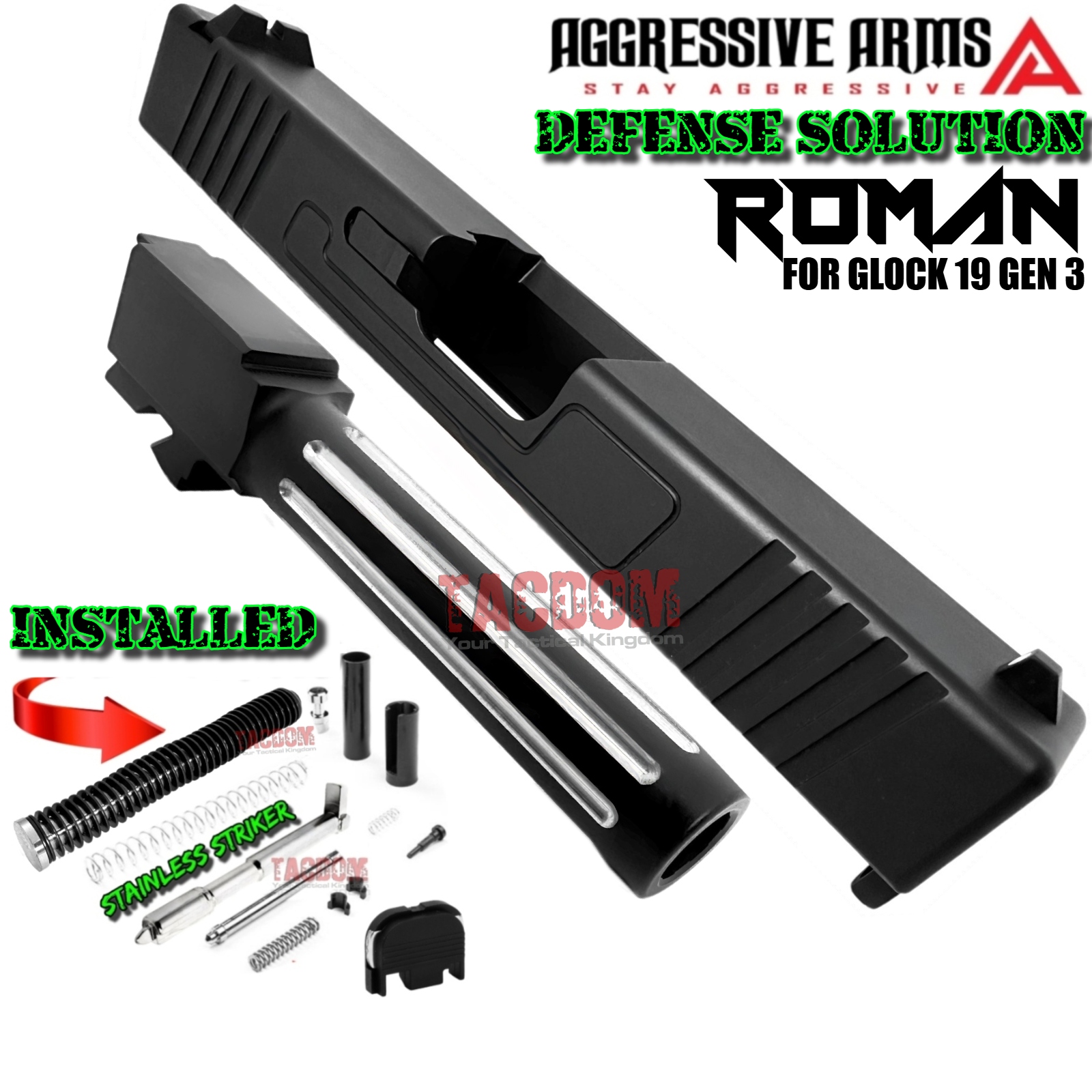 thumbnail image 2 of Aggressive Arms Complete Slide Solution For Glock 19 Gen 3 – RMR Cut, Threaded Barrel, Black 2 of 6