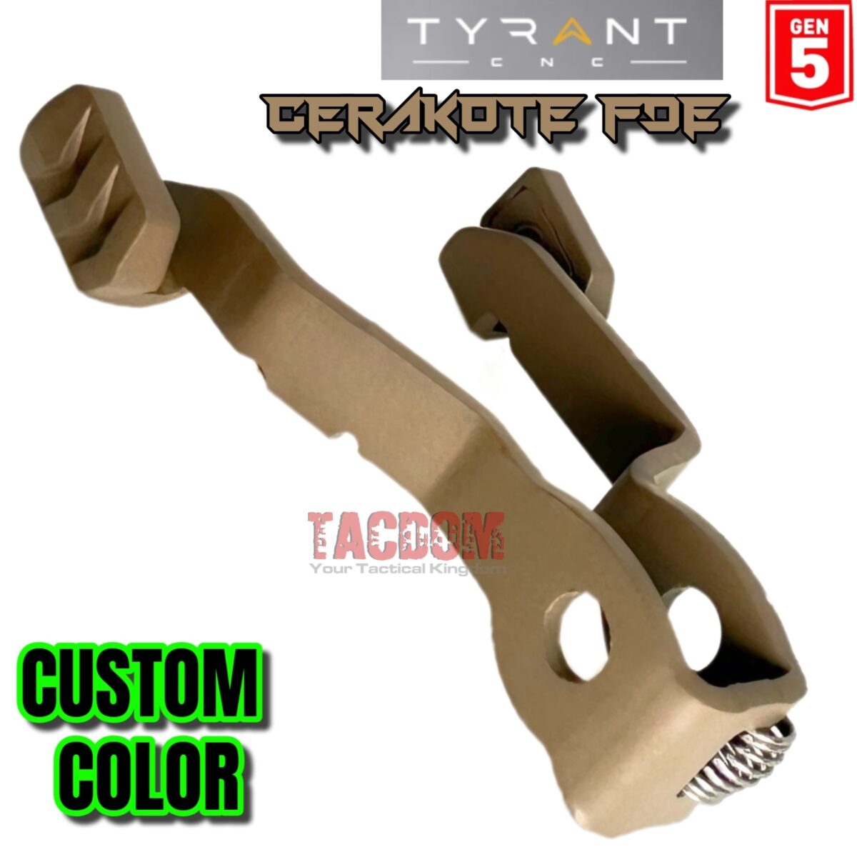 Tyrant Designs Extended Slide Stop "CUSTOM" FDE FLAT DARK EARTH "TAN" CERAKOTE Release GLOCK GEN 5 17 19 26 34 45 19X - Image 3