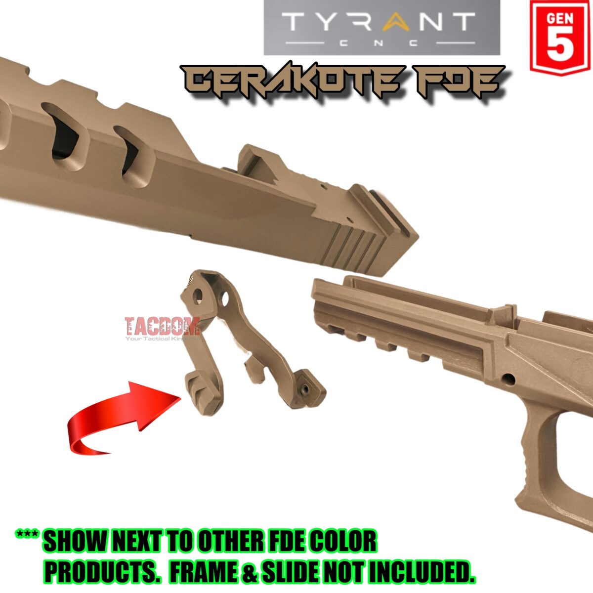 Tyrant Designs Extended Slide Stop "CUSTOM" FDE FLAT DARK EARTH "TAN" CERAKOTE Release GLOCK GEN 5 17 19 26 34 45 19X - Image 4