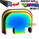 AGGRESIVE ARMS "VECTOR" RAINBOW PVD SLIDE END PLATE For GLOCK GEN 1 2 3 4 5 - STAINLESS STEEL
