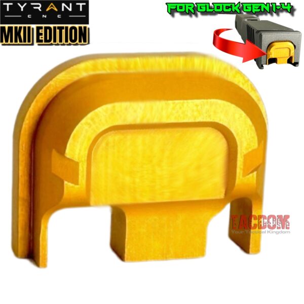 Tyrant Designs MKII VERSION SLIDE END PLATE  - GOLD For GLOCK GEN 2 3 4 - NEW DESIGN