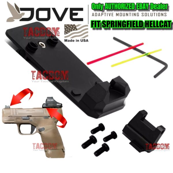 DOVE Mounting Solutions for SPRINGFIELD HELLCAT & XD RMSc Slide Sight Adapter with Front & Rear Sights