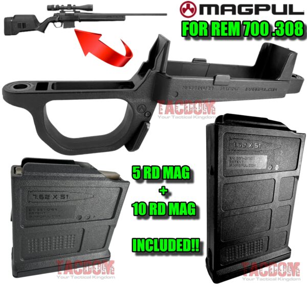 MAGPUL BOLT ACTION MAGAZINE WELL WITH 5 & 10 ROUND PMAG MAGAZINE - FOR SHORT ACTION .308 / 7.62 NATO