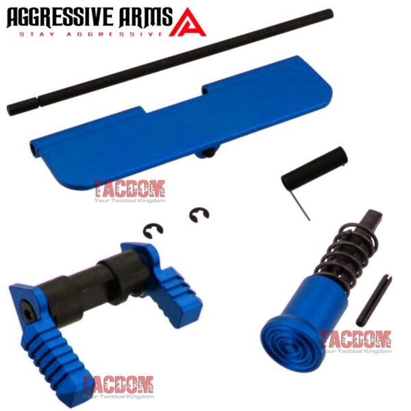 AGGRESSIVE ARMS AR15 BLUE ANODIZED BILLET ALUMINUM ACCENT PARTS - DUST COVER  - AMBI SAFETY & FORWARD ASSIST