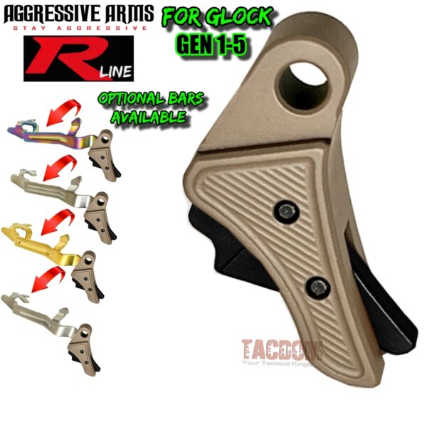 AGGRESSIVE ARMS R-LINE for GLOCK GEN 1 2 3 4 5 "BILLET ALUMINUM" TRIGGER FDE / BLACK NITRIDE