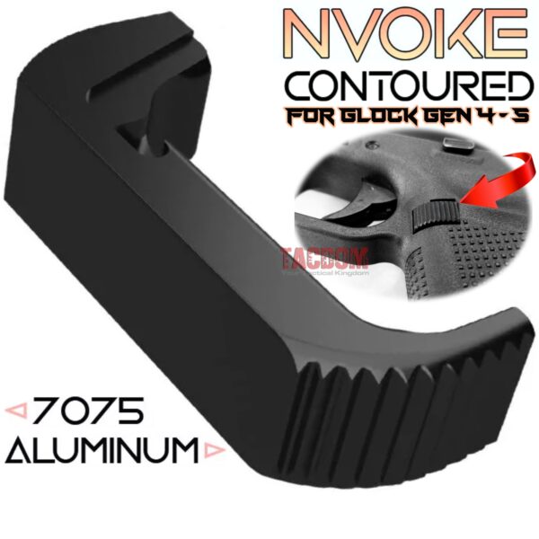 NVOKE For GLOCK GEN 4 - 5 - 7075 ALUMINUM MAGAZINE CATCH RELEASE - CONTOURED SLIM - BLACK