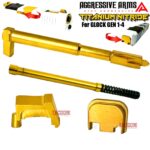 AGGRESSIVE ARMS TITANIUM GOLD STRIKER - COMPLETE DEPRESSOR ROD - EXTRACTOR - SLIDE PLATE for GLOCK GEN 1-4