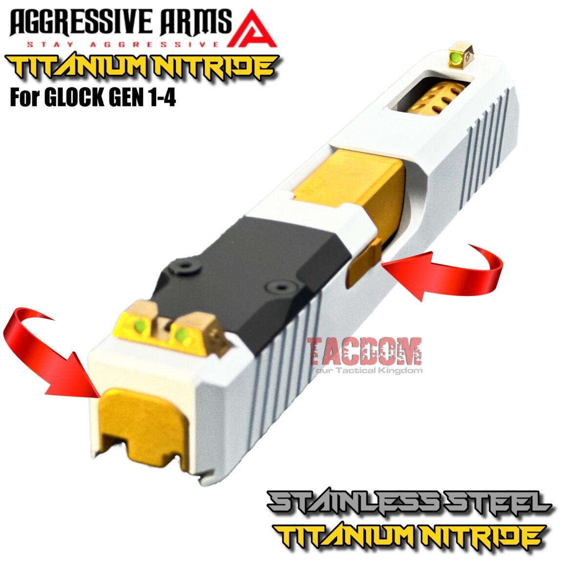 AGGRESSIVE ARMS TITANIUM GOLD STRIKER - COMPLETE DEPRESSOR ROD - EXTRACTOR - SLIDE PLATE for GLOCK GEN 1-4 - Image 3