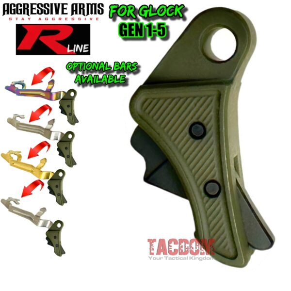 AGGRESSIVE ARMS R-LINE for GLOCK GEN 1 2 3 4 5 "BILLET ALUMINUM" TRIGGER OD GREEN / BLACK NITRIDE