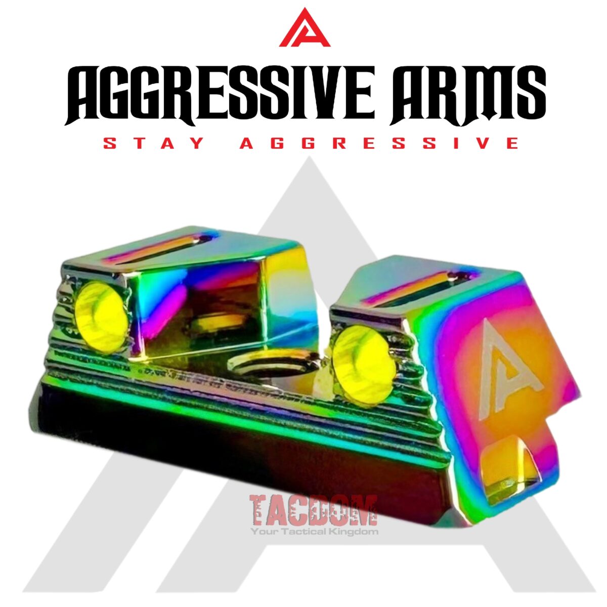 Aggressive Arms TOP LIGHT GATHERING 3 POINT Standard Height Stainless Steel JEWELRY RAINBOW plated Sights For Glock 17/19/19x/20/21/22/23/24/26/27/29/31/32/34/35/43/43x/45/48 - Image 3