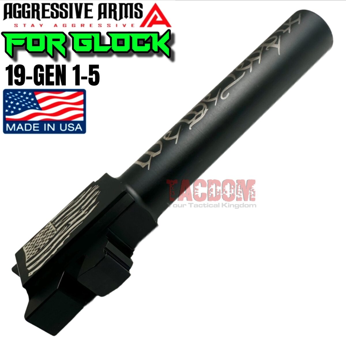AGGRESSIVE ARMS "WE THE PEOPLE" EDITION BARREL FOR GLOCK 19 GEN 3 - BLACK NITRIDE - STAINLESS STEEL - Image 5