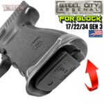 STEEL CITY ARSENAL GLOCK 17 / 22 / 34 ENHANCED BATTLE WORN GREY BILLET ALUMINUM MAGWELL – FITS  GEN 3 OEM FACTORY FRAMES - Image 2