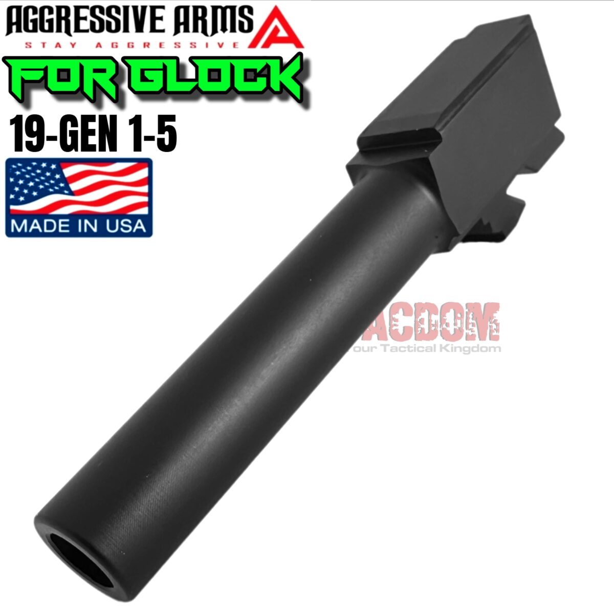 AGGRESSIVE ARMS "WE THE PEOPLE" EDITION BARREL FOR GLOCK 19 GEN 3 - BLACK NITRIDE - STAINLESS STEEL - Image 7