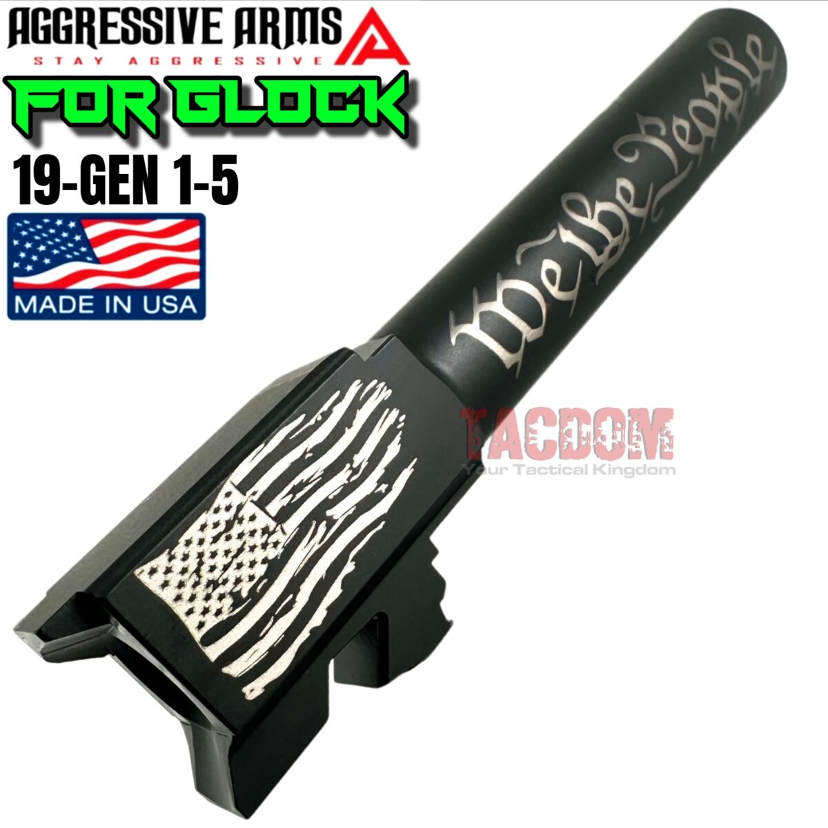 AGGRESSIVE ARMS "WE THE PEOPLE" EDITION BARREL FOR GLOCK 19 GEN 3 - BLACK NITRIDE - STAINLESS STEEL - Image 3