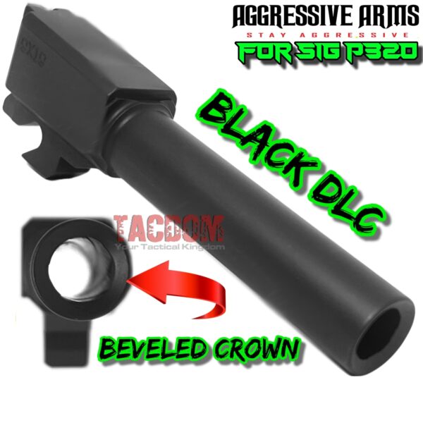 AGGRESSIVE ARMS BLACK DLC barrel for the FULL SIZE SIG P320 - USA MADE - STAINLESS - SAMMI SPEC - for the P320 SLIDE THAT ACCEPTS A 4.7" BARREL