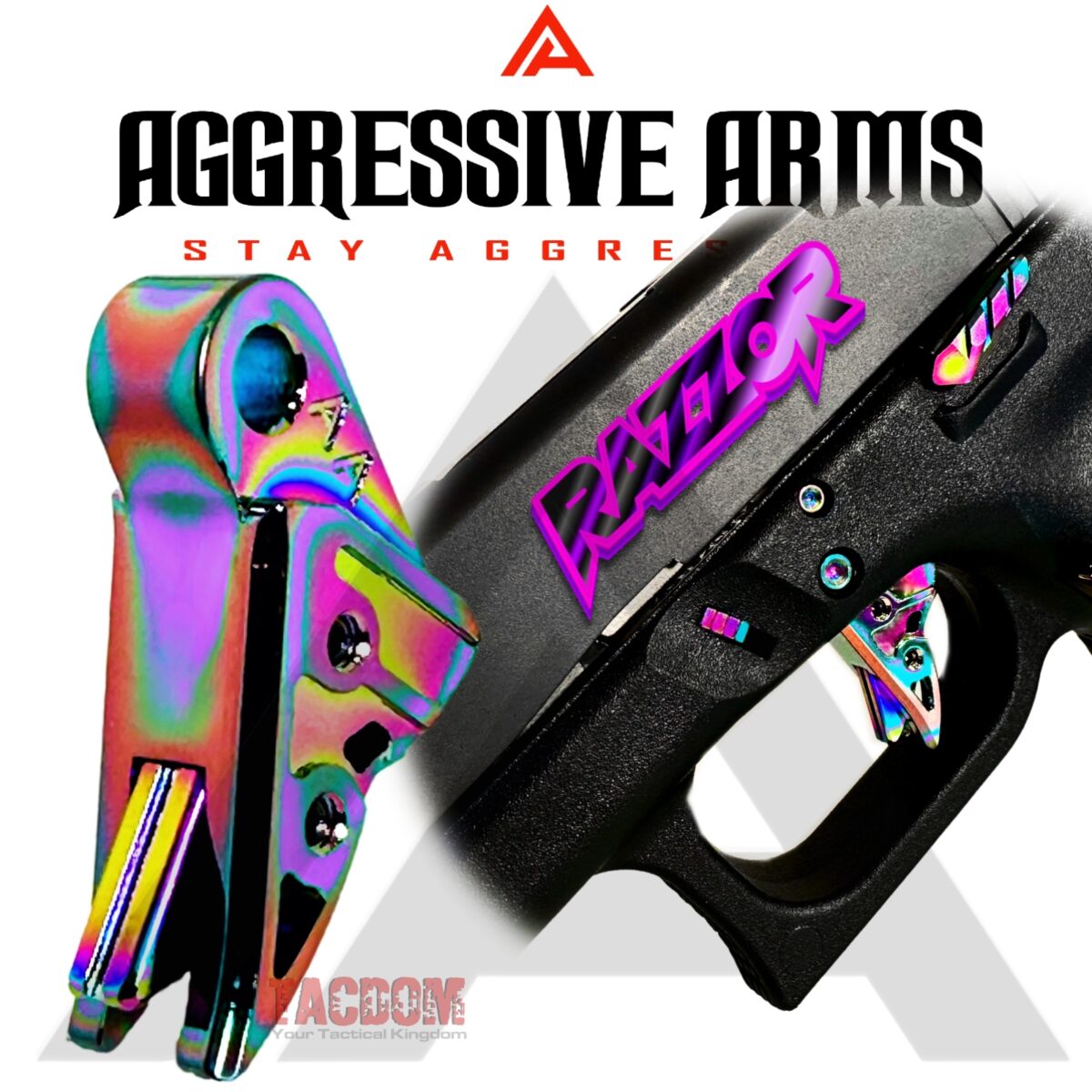 AGGRESSIVE ARMS RAZZOR JEWLERY RAINBOW FINISH for GLOCK GEN 1 2 3 4 5 "BILLET ALUMINUM" TRIGGER - Image 2