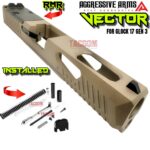 AGGRESSIVE ARMS VECTOR FDE COMPLETE PORTED SLIDE + UPPER PARTS KIT INSTALLED + SIGHTS FOR GLOCK 17 GEN 3