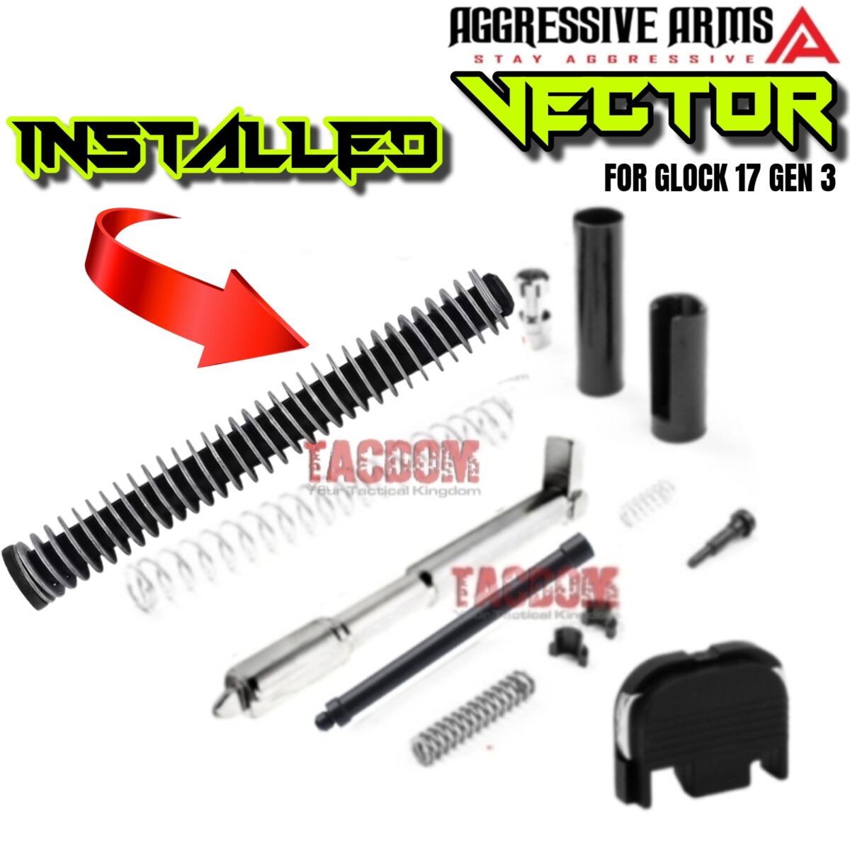 AGGRESSIVE ARMS VECTOR FDE COMPLETE PORTED SLIDE + PORTED BLACK BARREL + UPPER PARTS KIT INSTALLED + SIGHTS FOR GLOCK 17 GEN 3 - Image 3