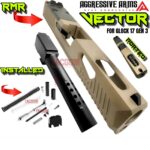 AGGRESSIVE ARMS VECTOR FDE COMPLETE PORTED SLIDE + PORTED BLACK BARREL + UPPER PARTS KIT INSTALLED + SIGHTS FOR GLOCK 17 GEN 3