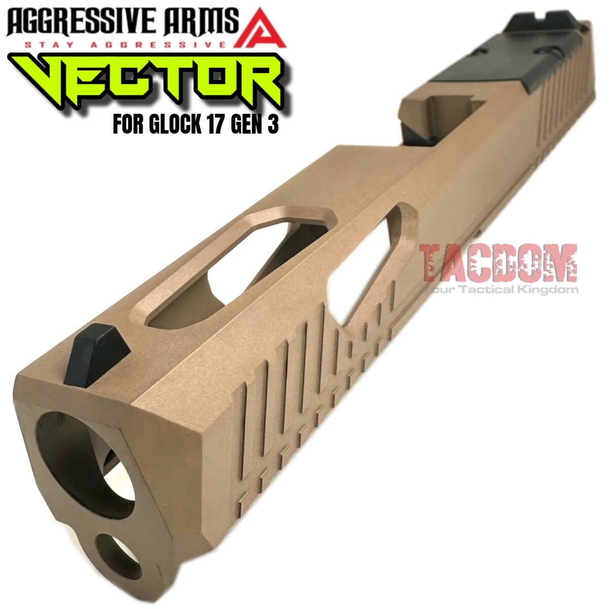 AGGRESSIVE ARMS VECTOR FDE COMPLETE PORTED SLIDE + UPPER PARTS KIT INSTALLED + SIGHTS FOR GLOCK 17 GEN 3 - Image 3