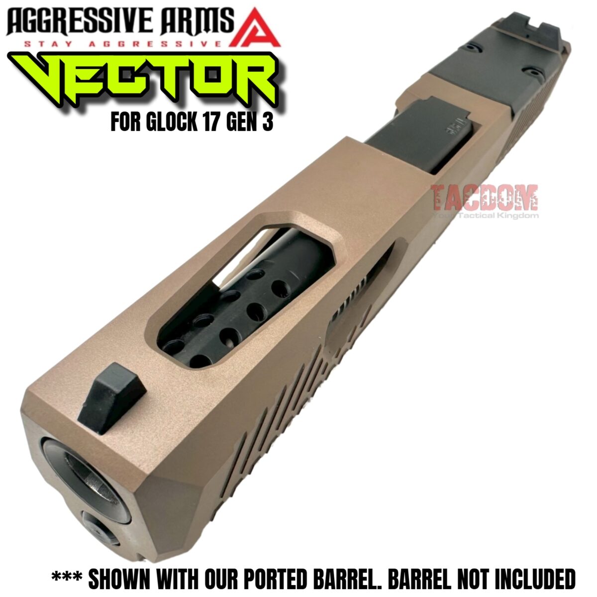 AGGRESSIVE ARMS VECTOR FDE COMPLETE PORTED SLIDE + UPPER PARTS KIT INSTALLED + SIGHTS FOR GLOCK 17 GEN 3 - Image 7
