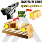 Aggressive Arms TOP LIGHT GATHERING 3 POINT Standard Height Stainless Steel JEWELRY GOLD plated Sights For Glock 17/19/19x/20/21/22/23/24/26/27/29/31/32/34/35/43/43x/45/48