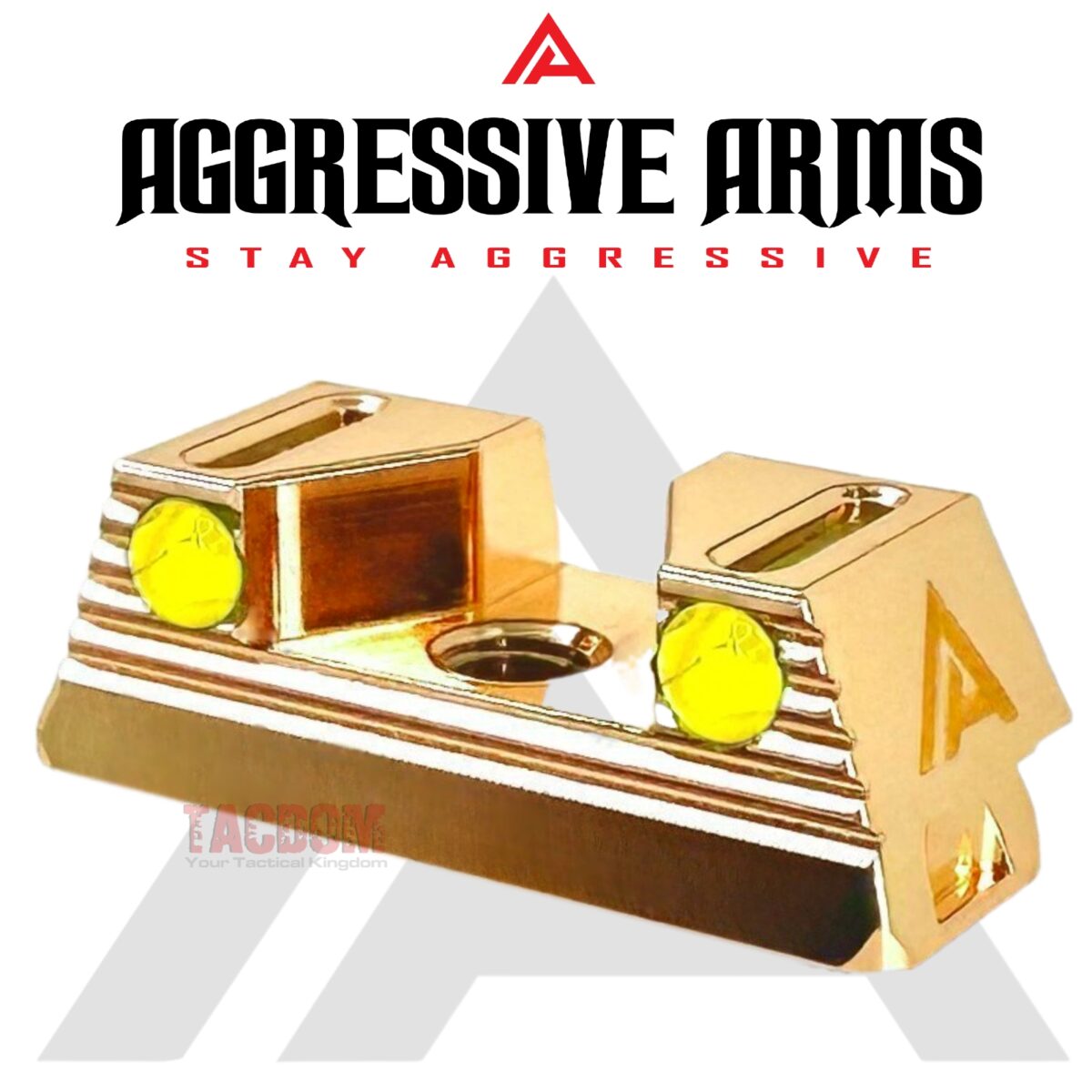 Aggressive Arms TOP LIGHT GATHERING 3 POINT Standard Height Stainless Steel JEWELRY GOLD plated Sights For Glock 17/19/19x/20/21/22/23/24/26/27/29/31/32/34/35/43/43x/45/48 - Image 3
