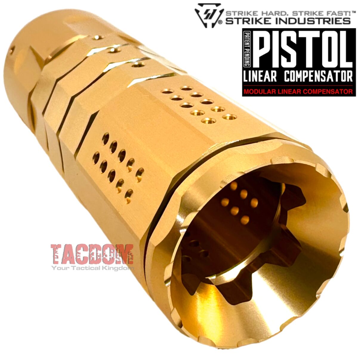 Strike Industries Modular Pistol Compensator for 1/2-28 Threaded Barrel 9mm Linear Comp - SHINY GOLD - Image 5