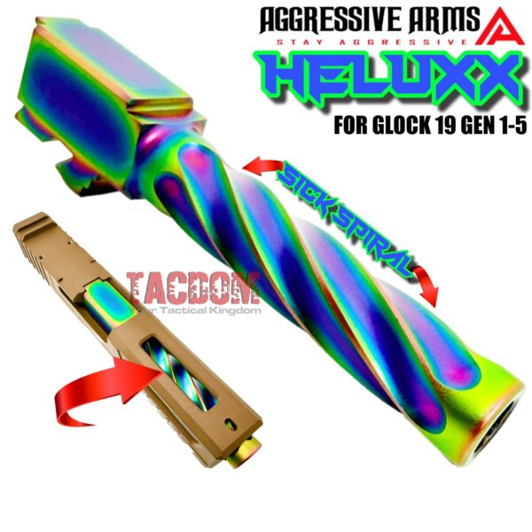 AGGRESSIVE ARMS HELUXX DEEP SPIRAL Match RAINBOW PVD STAINLESS STEEL Barrel for GLOCK 19 GEN 1-5 - 9mm