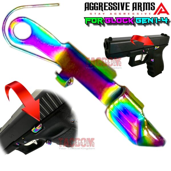AGGRESSIVE Extended Slide Stop RAINBOW Release for GLOCK GEN 1 - 4 - ERGO DESIGN - 17 19 20 21 22 23 24 25 26 27 31 32 33 34 35